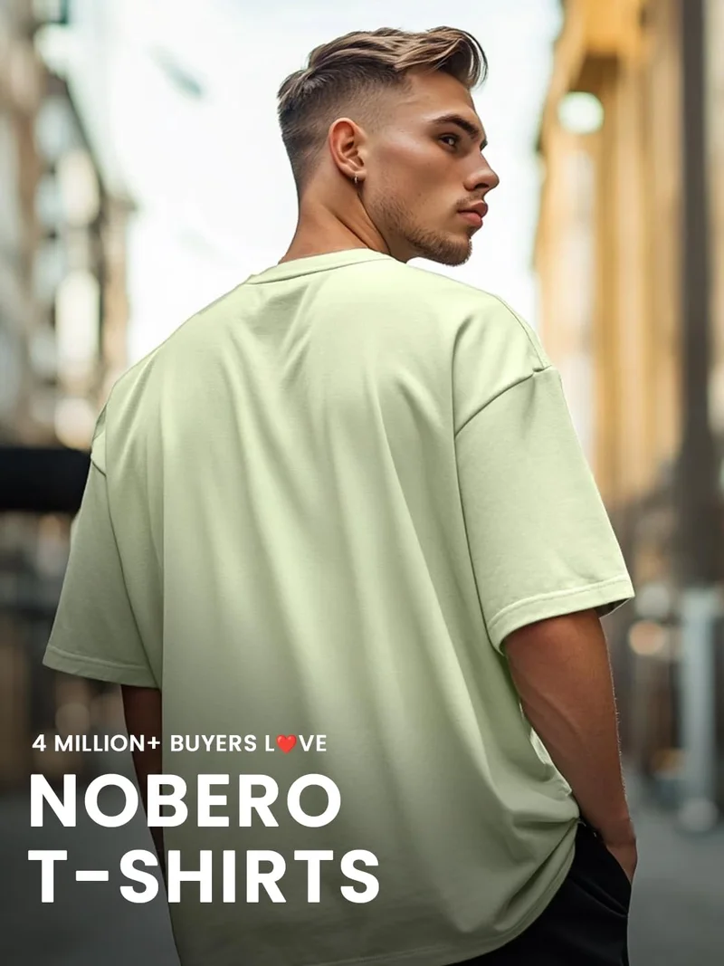 NOBERO  NOBERO Men's Oversized Cotton T-Shirt Pack of 2 for Men | Best Price UAE