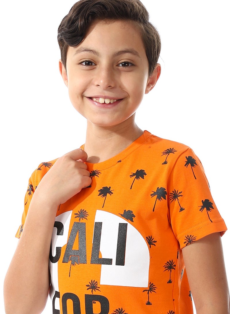 Andora Palms Prints Tiger Orange Boys Tees_Orange - Image 4