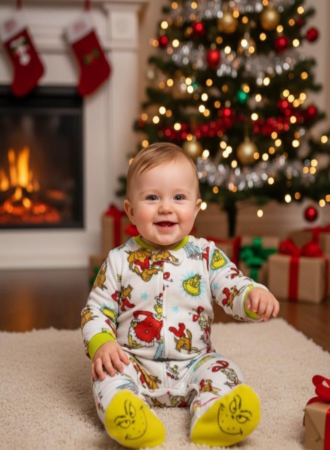 Dr. Seuss The Grinch Baby Pajamas Onesie - Zip-Up Sleeper Soft Sleep and Play Outfit - Newborn Girls & Baby Boy's Pajamas, 0-9 Months - Image 2