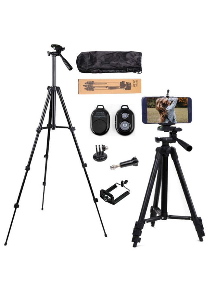 51 Inch Extendable Phone Tripod and Camera Stand with Bluetooth Remote and Clip - Image 1