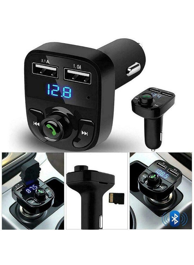 MANAM TRADING Bluetooth Car Kit with FM Transmitter & MP3 Player – LCD Display, Dual USB Fast Car Charger (3.1A), Hands-Free Calling & Music Streaming - Image 1