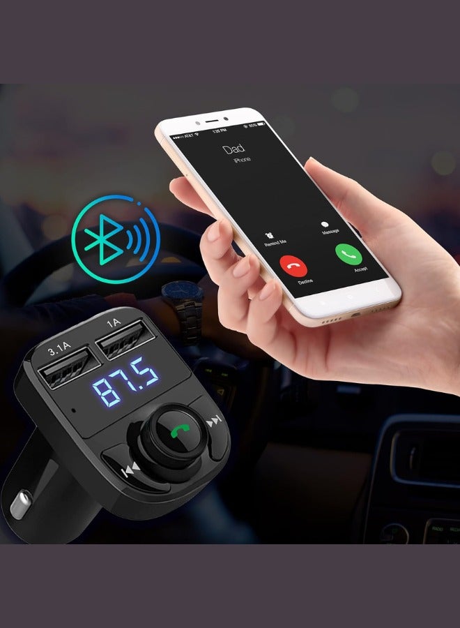 MANAM TRADING Bluetooth Car Kit with FM Transmitter & MP3 Player – LCD Display, Dual USB Fast Car Charger (3.1A), Hands-Free Calling & Music Streaming - Image 3