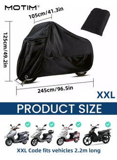 Motim 190T Waterproof Motorcycle Cover, Motorbike Cover, UV Protection Dustproof Heatproof Shed Motorcycle Shelter Indoor Outdoor, 98.4 inches 2XL  - Image 4