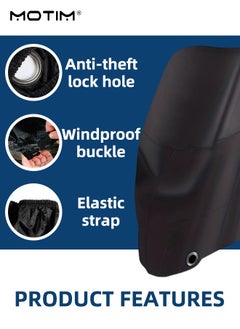 Motim 190T Waterproof Motorcycle Cover, Motorbike Cover, UV Protection Dustproof Heatproof Shed Motorcycle Shelter Indoor Outdoor, 98.4 inches 2XL  - Image 3