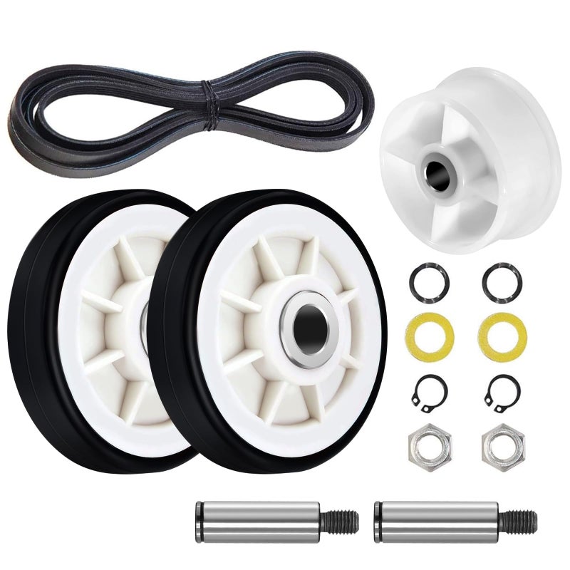 12001541 303373K Dryer Drum Roller Kit WP33002535 Drum Belt 63700340 Dryer Idler Pulley Upgrade15 Years Warranty Fit for Maytag Crosley Kenmore Dryer Replace 303373306508VP3300178333002535