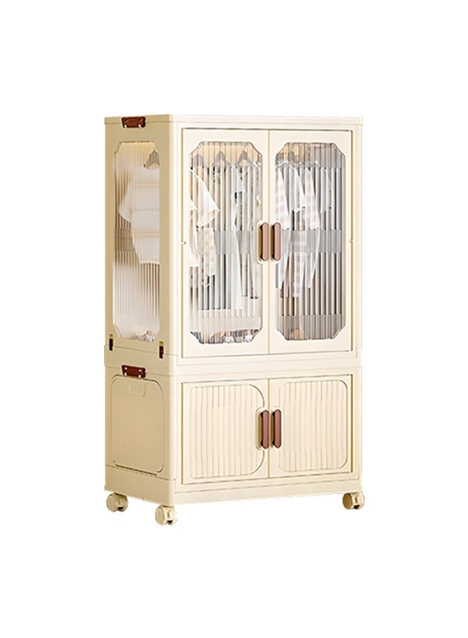 Generic 2-Layer Storage Cabinet With Lid And Door Foldable Drawer Shelves, Stackable Cabinet Storage Containers For Home Living Room Office  - Image 1