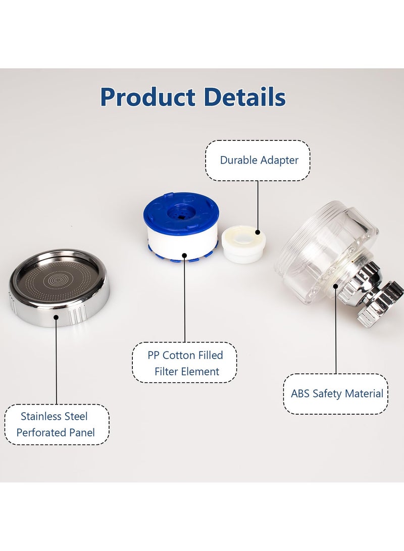 Fasola Sink Filter Water Faucet, Universal 360 Degree Rotating Sink Filter with 1 Multi-purpose Connector 6 Filter Cartridges Suitable, Kitchen Faucet Water Filter for Home Kitchen Bathroom - Image 3