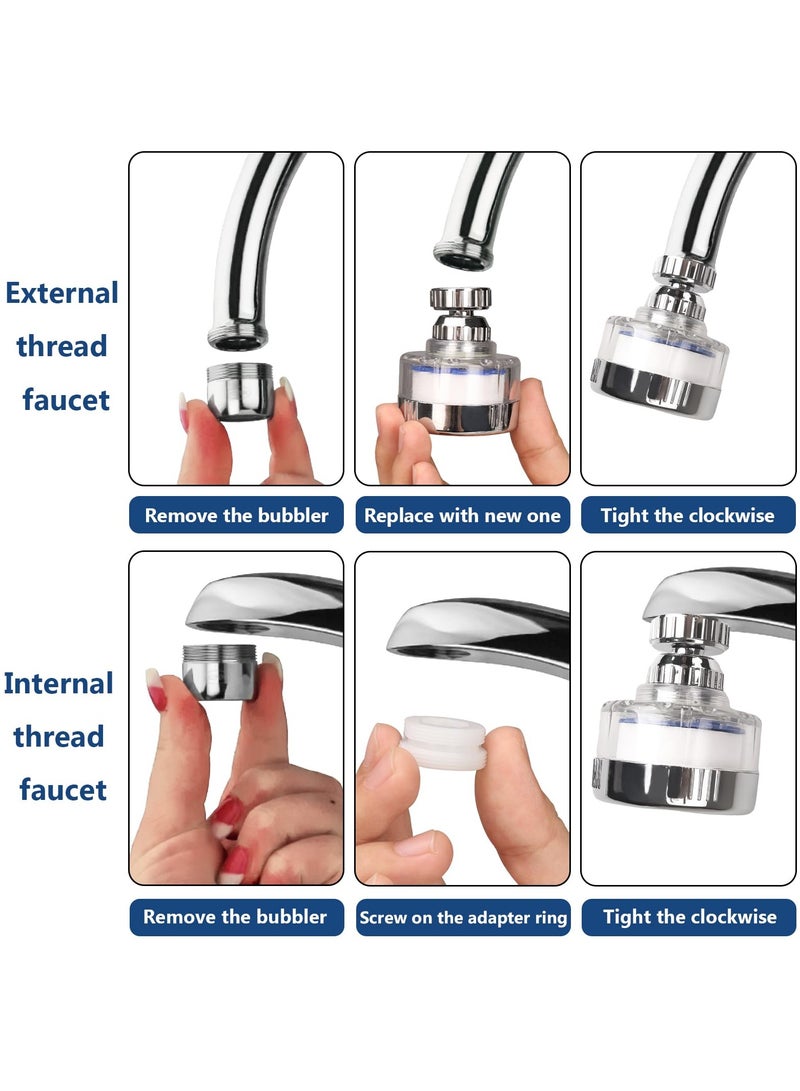 Fasola Sink Filter Water Faucet, Universal 360 Degree Rotating Sink Filter with 1 Multi-purpose Connector 6 Filter Cartridges Suitable, Kitchen Faucet Water Filter for Home Kitchen Bathroom - Image 5