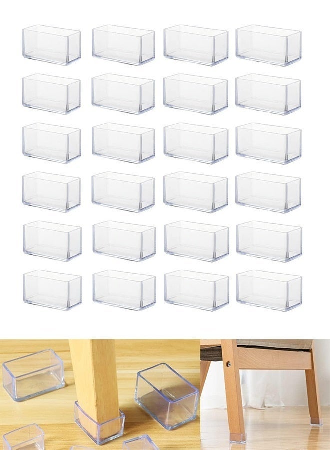fantasize 24Pcs Rectangle Silicone Chair Leg Floor Protector, Chair Leg Caps, Furniture Foot Protectors, Table Leg Covers, Stool Leg Caps to Prevent Hardwood Floor Scratches and Reduce Noise(15x30mm) - Image 2
