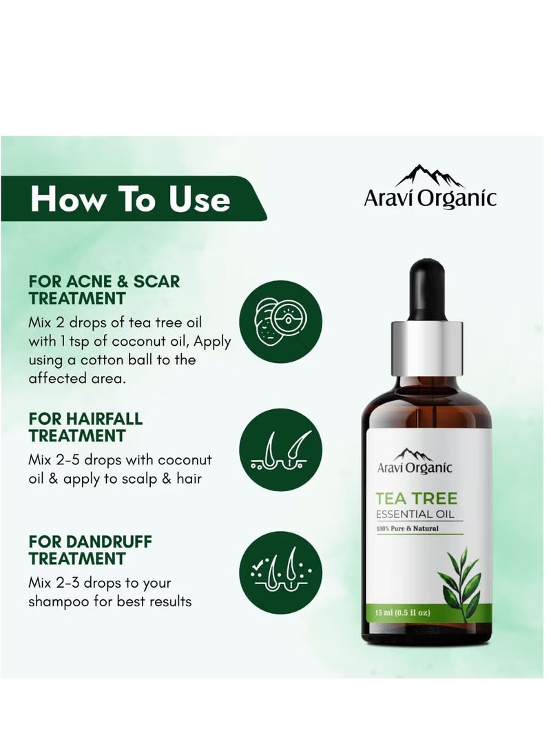 Aravi Organic Aravi Organic Tea Tree Oil for Skin Acne 15ml  - Image 4