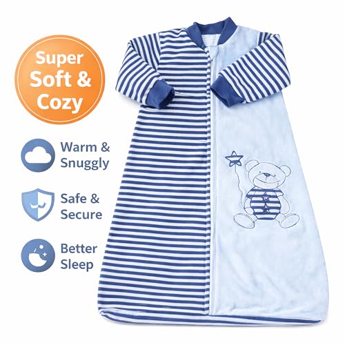 BLOOMSTAR Toddler Sleep Sack Long Sleeves (3-5T), Velvet 1.6-1.8 Tog Wearable Blanket with Arms – Soft, Cozy Baby Sleeping Bag for Spring & Fall, Extra Long for Active Toddlers - Image 3