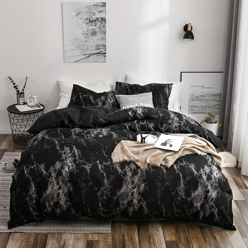 Wish Bedding Marble Pattern Plain Printed Quilt Cover Sheet Three Four Piece Set - Image 5