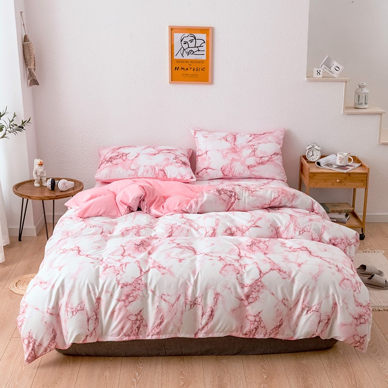 Wish Bedding Marble Pattern Plain Printed Quilt Cover Sheet Three Four Piece Set - Image 3
