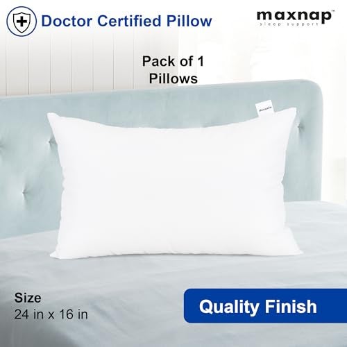 MAXNAP Fresh Resto Hollow Fiber Sleeping Pillow | Soft & Fluffy Support | White | 24 x 16 Inch | Pack of 1 - Image 2