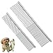 Flezoo 2PCS Dog and Cat Brush, Stainless Steel Pets Grooming Comb Kit, Detangler Deshedding Brush, Metal Knots Hair Remover 6.4" 7.5" - Image 2