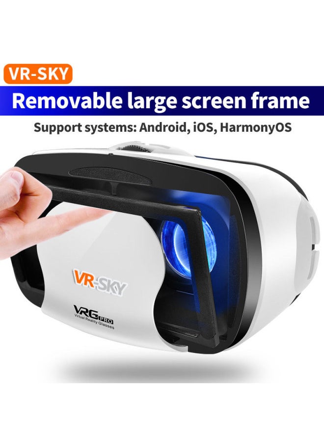 Generic - VR Virtual Glasses Game Glasses VR Glasses Private Ar Cinema 3DVR-Color:Sky Earless Blue Light White + Headphones + Y1 White - Image 1