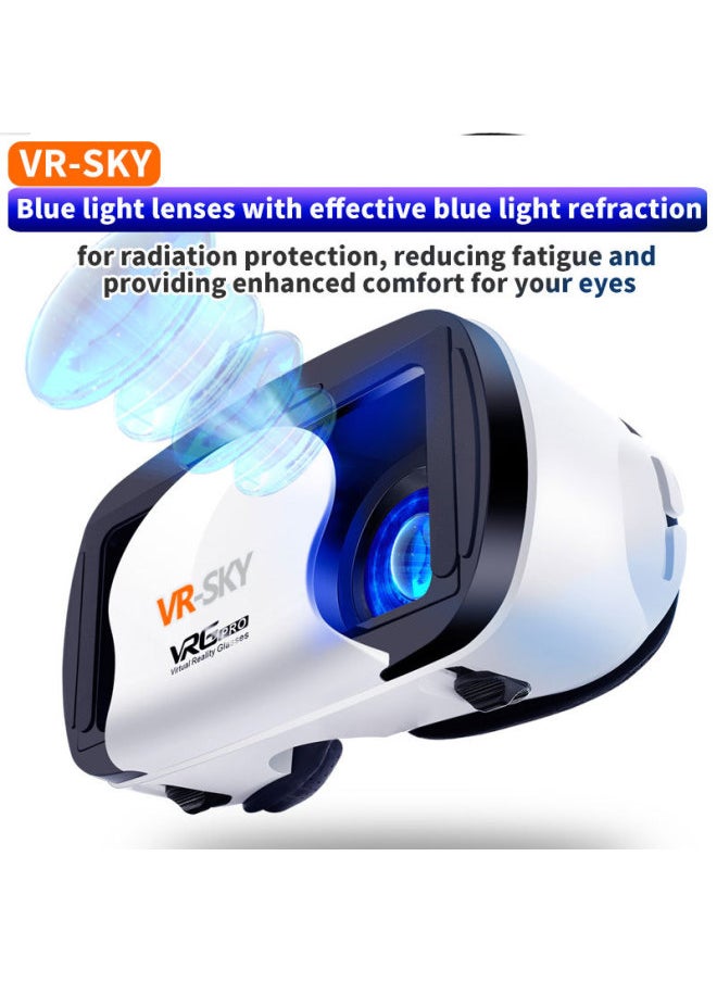 Generic - VR Virtual Glasses Game Glasses VR Glasses Private Ar Cinema 3DVR-Color:Sky Earless Blue Light White + Headphones + Y1 White - Image 1