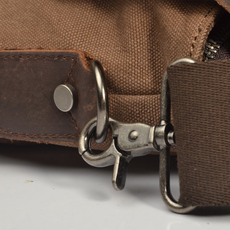 Men'S Cow Leather Crazy Horse Leather Canvas Shoulder Bag Men'S Bag Business Casual Portable Crossbody Bag Briefcase - Image 5