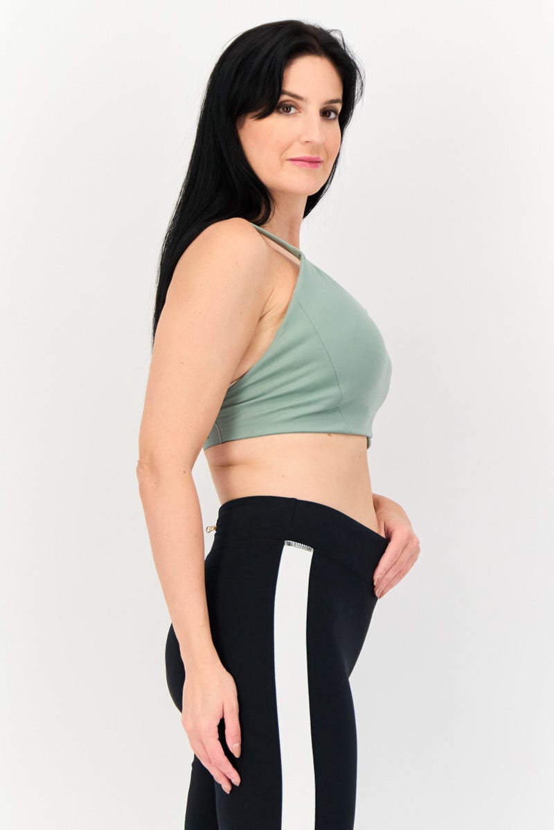 Adidas Women Brand Logo Lightly Padded Sports Bra, Sage Green - Image 2