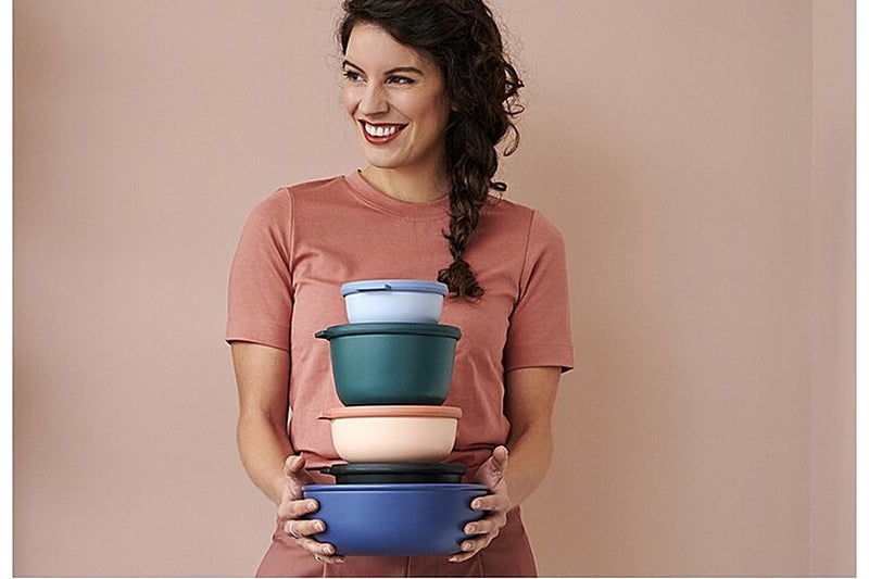 Mepal Cirqula 101oz/3,000ml Multi Food Storage & Serving Bowl with Transparent Lids | Perfect for Food Prep | Microwave & Dishwasher Safe | Nordic Blue | Made in Holland - Image 2