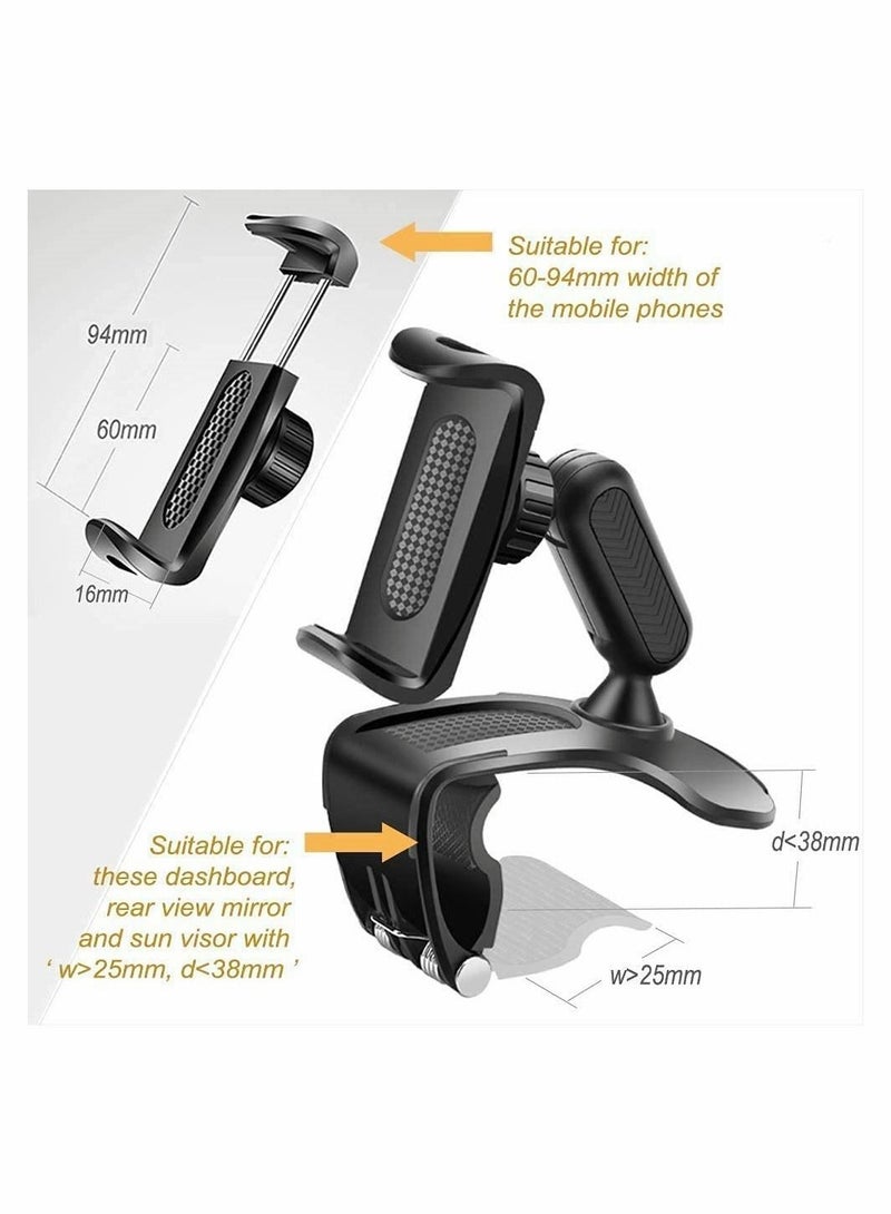 Captaintech Cell Phone Car Holder Upgrade 360 Degree Dashboard Multifunction Phone Holder, Extendable Dashboard Mount Car Phone Cradle for Sun Visor, Sunshade, Rear Mirror - Image 3