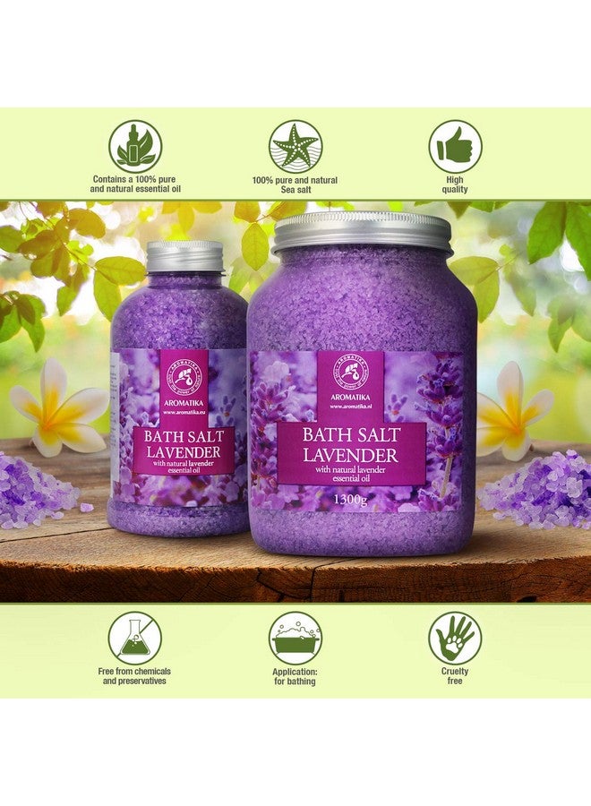 Aromatika ملح البحر باللافندر مع زيت اللافندر العطري الطبيعي 46 أونصة ملح حمام اللافندر 1300 جرام الأفضل لنوم جيد تخفيف التوتر الجمال الاسترخاء العناية بالجسم - Image 3