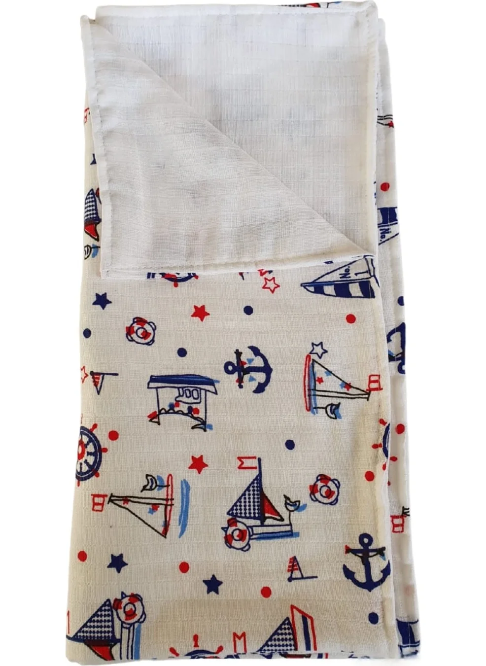 Aysalife Home Tekstil Aysalife Home Textile 100% Organic Cotton Muslin Baby Blanket Size 90 x 100 Kaptan Pattern