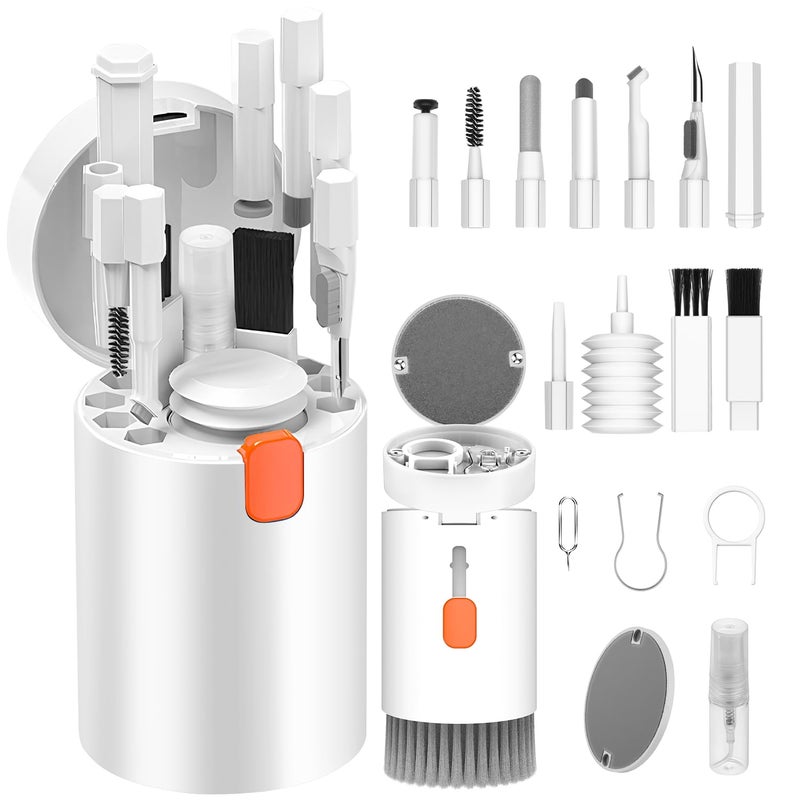 VICHYIE 20 in 1 Multifunctional Cleaner Kit for Electronic Devices, Keyboard Cleaning Brush, Headphones Cleaner Kit for AirPods, Multi-Tool for Cleaning Laptop, Earbuds, Camera, Cellphones (White) - Image 1