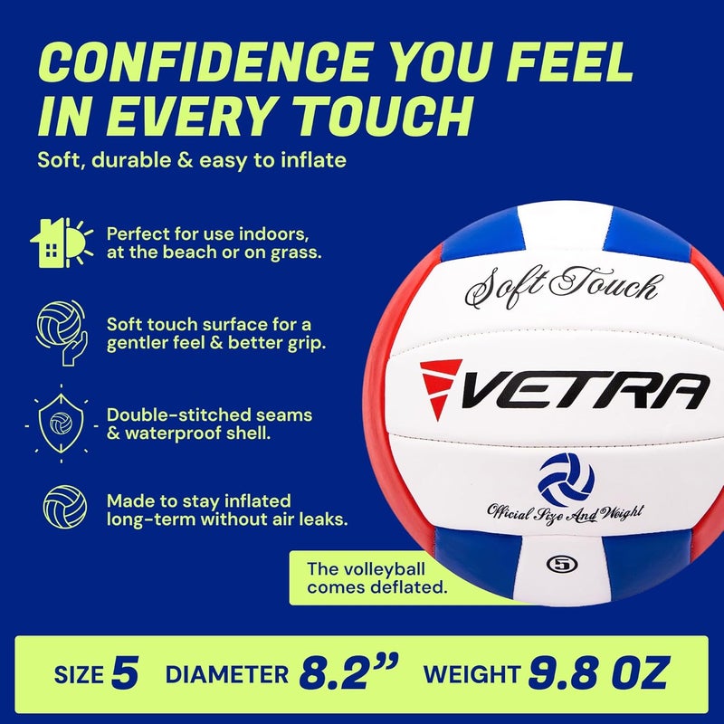 VetRa Premium, Soft Touch Volleyball, Official Size 5, Super Soft Volleyball Training Equipment for Professional & Recreational Use Practice, Sports & Outdoor, Kids, Teen Girls & Boys, Women & Men - Image 3