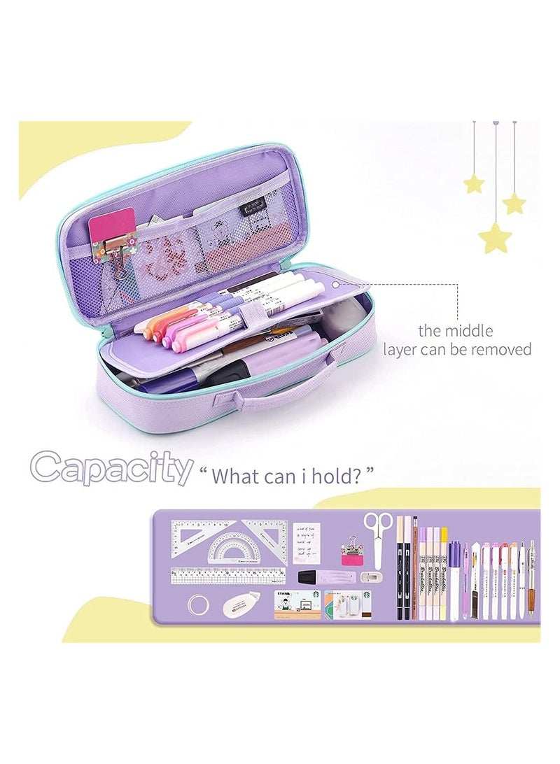عام حافظة أقلام، حافظة قلم يونيكورن جذابة، سعة متوسطة محمولة ومتعددة الوظائف مع أقسام للفتيات الصغيرات والأطفال والمراهقين - Image 2