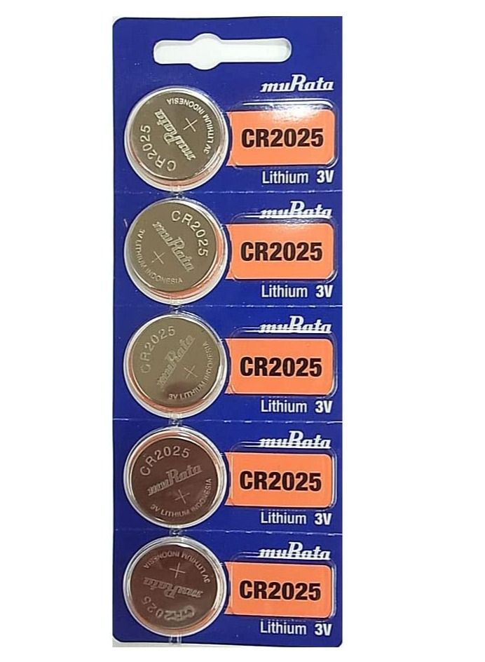 CR2025 Lithium 3V Coin Cell 5 Batteries Made in Japan