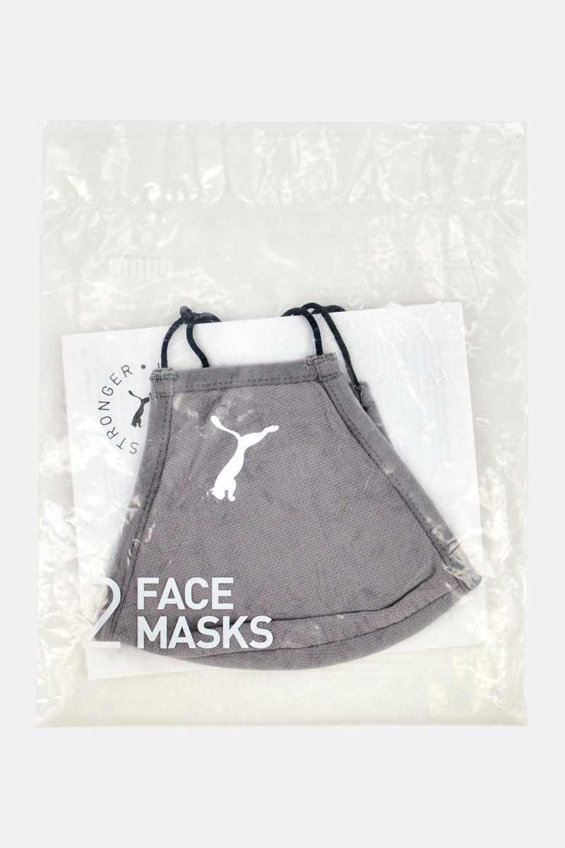 PUMA Men 2 Pcs Brand Logo Facemask, Grey - Image 1