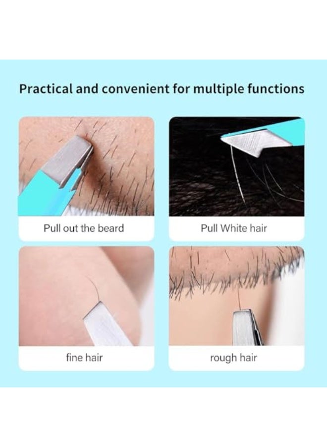 Generic Professional precision tweezer set (4pcs), stainless steel facial hair removal, for women and men, eyebrow and ingrown hair removal, sharp needle nose point for plucking blackheads  - Image 4