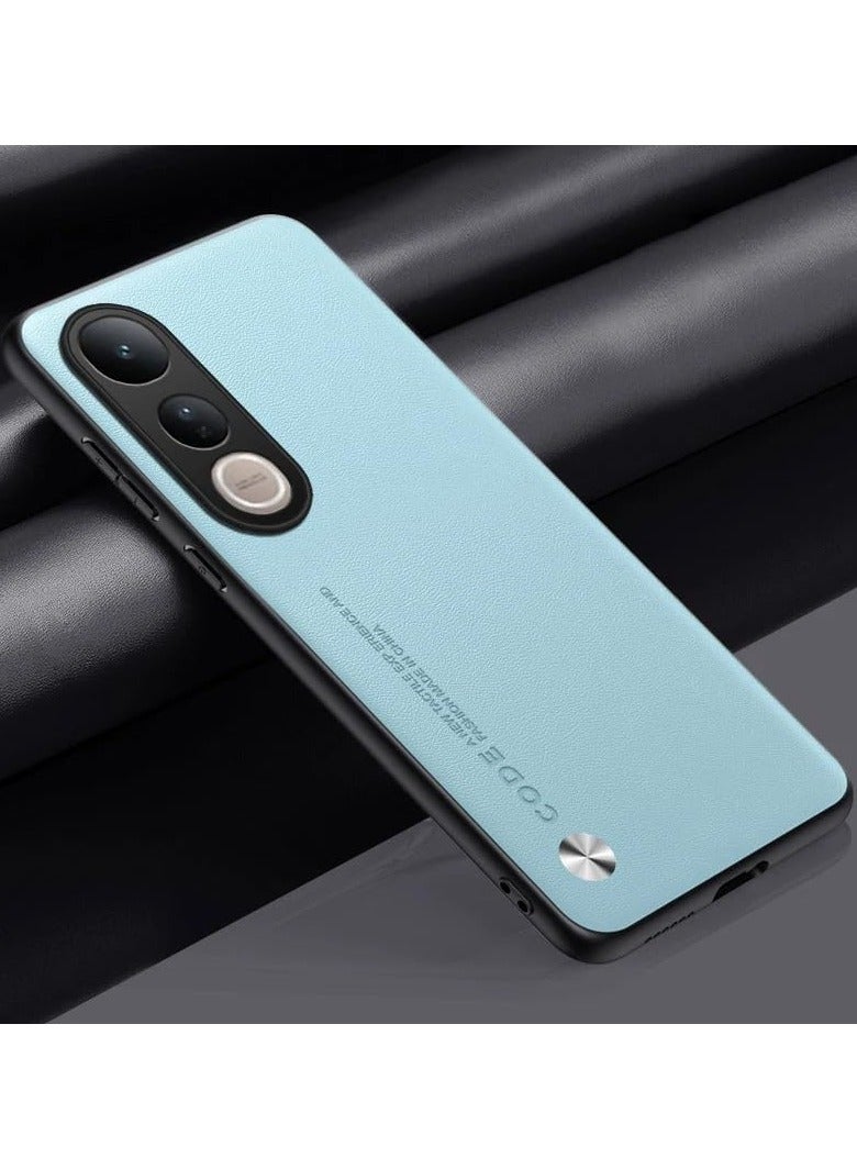 حافظة متوافقة مع هاتف Vivo V50 Lite 4G/5G - غطاء جلد نباتي صديق للبشرة مع إطار مانع للانزلاق وحواف من السيليكون الناعم المضاد للصدمات لهاتف Vivo V50 Lite