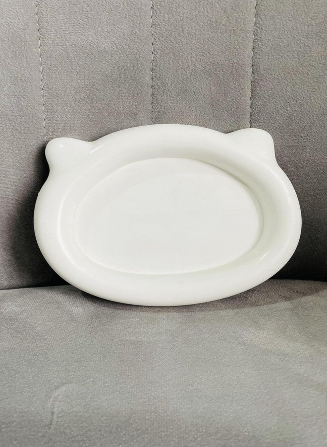 TREETRUNK® Cute Cat Trinket Dish Tray | Kitty Catch All Keys Tray | Jewellery Organizer | Ring Holder Tray Bowl | Tray for Candles | Cat Lover Gift for Women(15.5×13.2×2.2cm) (Off White) (White) - Image 1