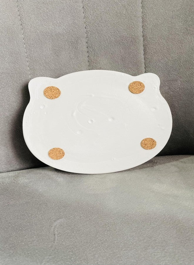 TREETRUNK® Cute Cat Trinket Dish Tray | Kitty Catch All Keys Tray | Jewellery Organizer | Ring Holder Tray Bowl | Tray for Candles | Cat Lover Gift for Women(15.5×13.2×2.2cm) (Off White) (White) - Image 5