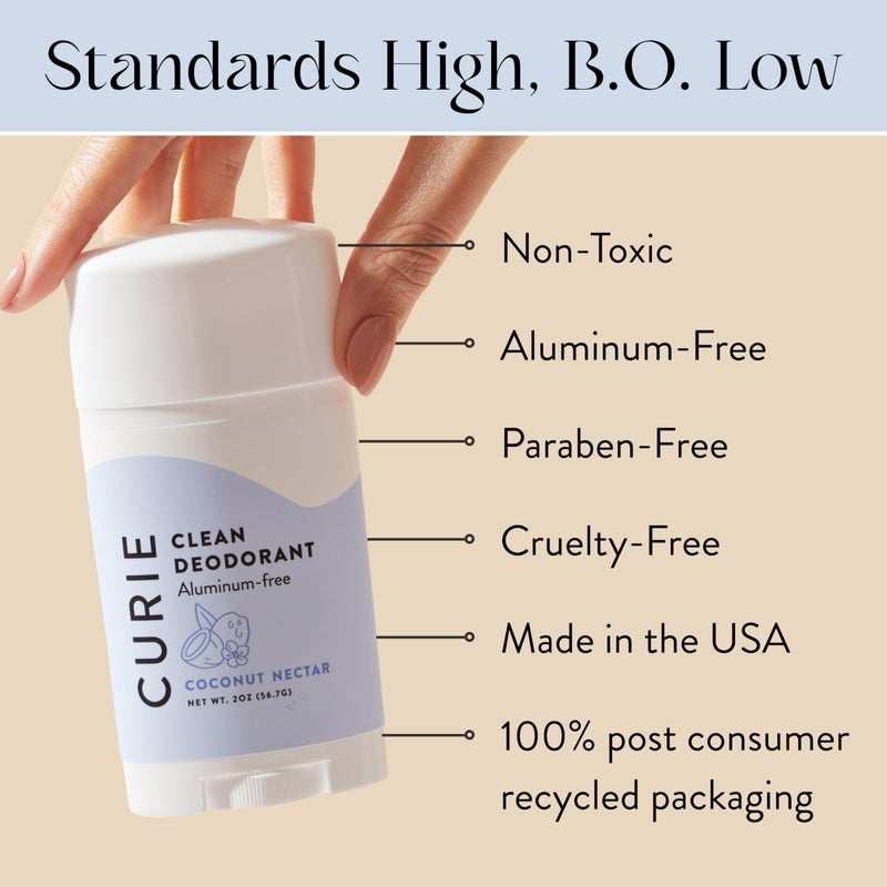 Curie Aluminum Free Deodorant - Coconut Nectar 2oz Stick -Natural Deodorant, Paraben Free, Cruelty Free, Non-Toxic - Image 2