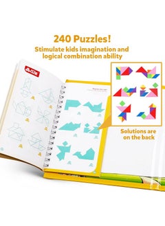 kizh Travel Tangram Puzzle,Magnetic Puzzle Book Game Road Trip Game Jigsaw Shapes Dissection STEM Games with Solution IQ Educational Toy for Kid Adult Challenge Brain Teasers 240 Patterns(2Pcs Tangrams)  - Image 4