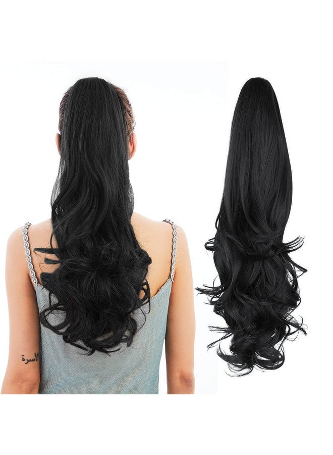 blushia Ponytail Extension,Hair Extension Ponytail 22" Long Claw Hair Extension Synthetic Curly Wavy Hairpieces Ponytail Clip In Ponytail Wig Daily Fluffy Pony Tail For Women - Image 1