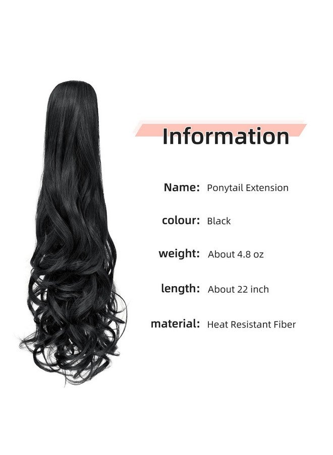 blushia Ponytail Extension,Hair Extension Ponytail 22" Long Claw Hair Extension Synthetic Curly Wavy Hairpieces Ponytail Clip In Ponytail Wig Daily Fluffy Pony Tail For Women - Image 2