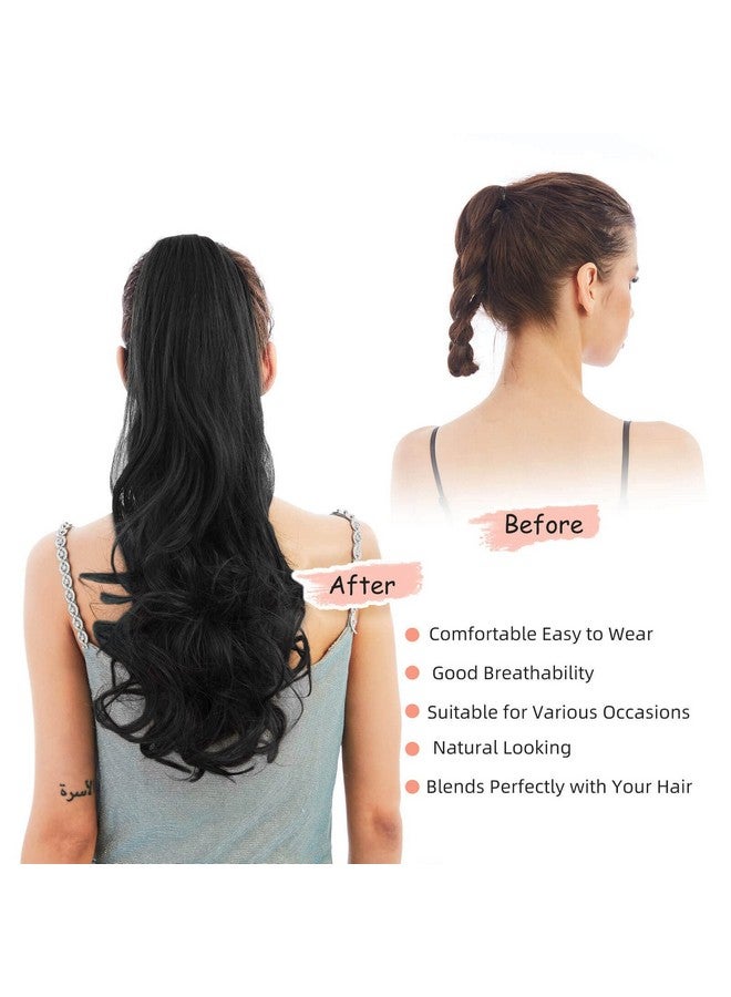 blushia Ponytail Extension,Hair Extension Ponytail 22" Long Claw Hair Extension Synthetic Curly Wavy Hairpieces Ponytail Clip In Ponytail Wig Daily Fluffy Pony Tail For Women - Image 3