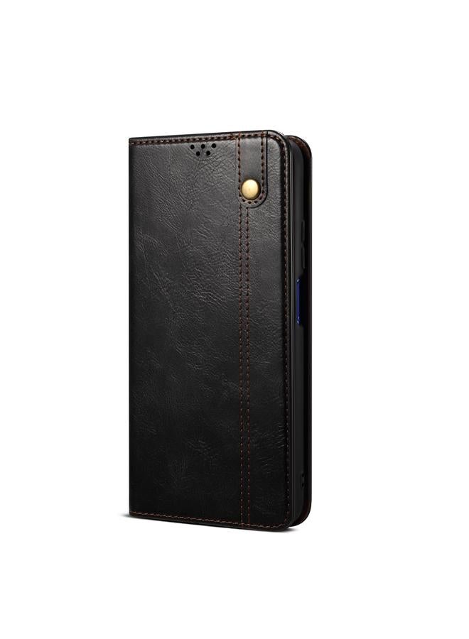 اس-توب جراب لهاتف Huawei P50 Pro، جراب جلدي أفقي قابل للطي بتصميم بسيط من الشمع، مع فتحات للبطاقات وحامل - Image 2