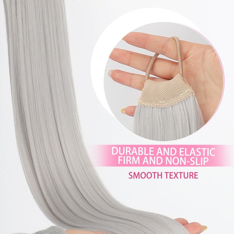 Gray 28 Inch Long Ponytail Increases Hair Volume Lengthens Daily Wear - Image 2