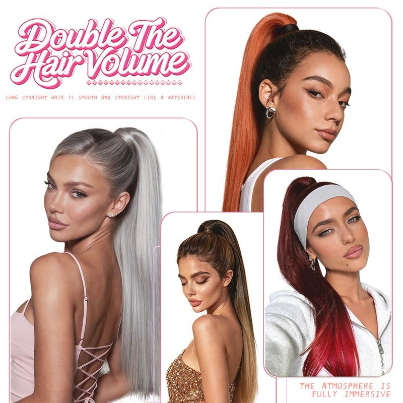 Gray 28 Inch Long Ponytail Increases Hair Volume Lengthens Daily Wear - Image 5