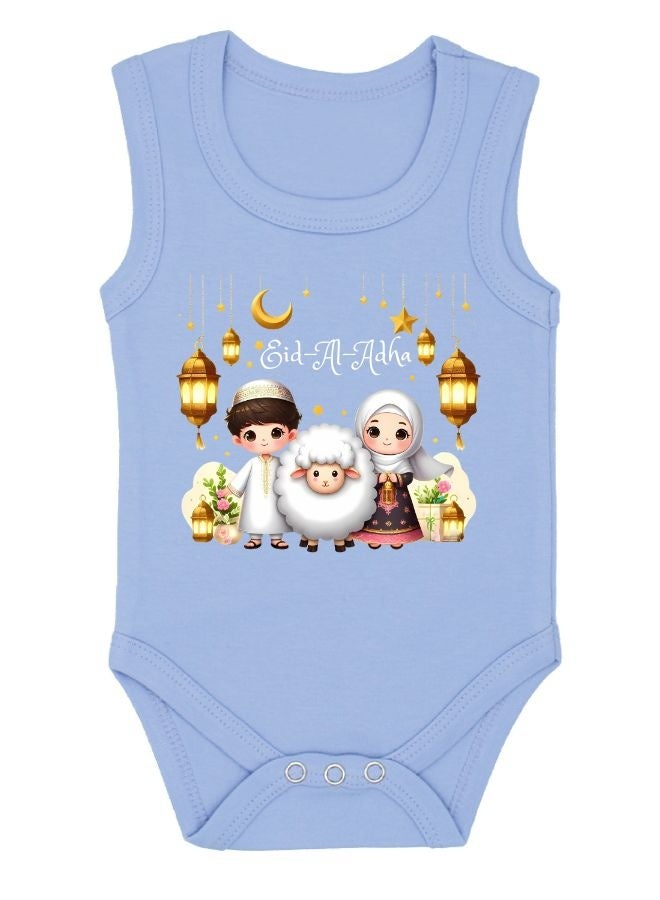 PRINTSHOP4ME Baby Bodysuits Newborn Eid Romper Sleeveless Envelope Neck Outfit Romper Bakra Eid Romper Eid-Al-Adha Mubarak With Family  - Image 1