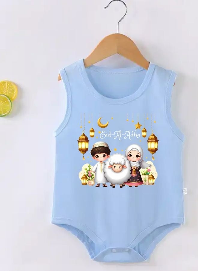 PRINTSHOP4ME Baby Bodysuits Newborn Eid Romper Sleeveless Envelope Neck Outfit Romper Bakra Eid Romper Eid-Al-Adha Mubarak With Family  - Image 2