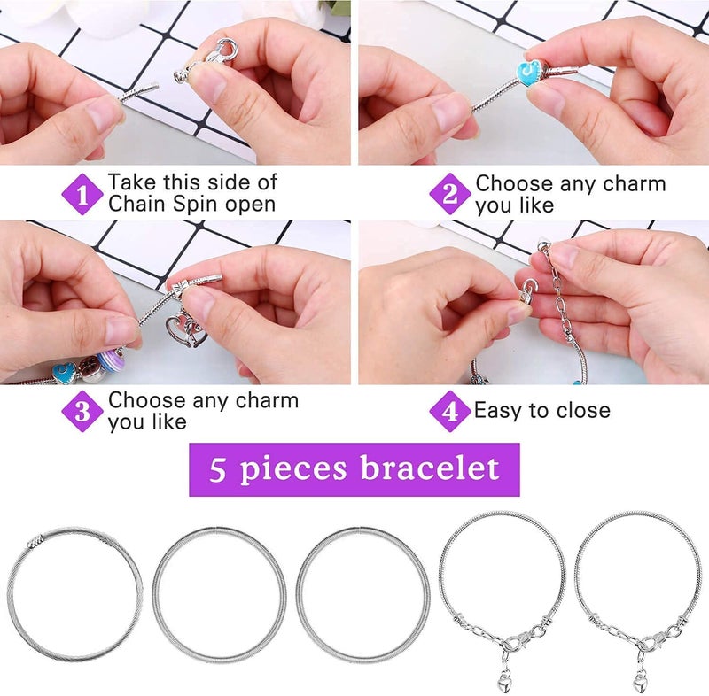 Jubilant Charm Bracelet Making Kit, Jewelry Making Supplies Beads, Unicorn/Mermaid Crafts Gifts Set For Girls Teens Age 8-12 (Transparent) - Image 3