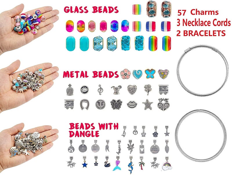 Jubilant Charm Bracelet Making Kit, Jewelry Making Supplies Beads, Unicorn/Mermaid Crafts Gifts Set For Girls Teens Age 8-12 (Transparent) - Image 2