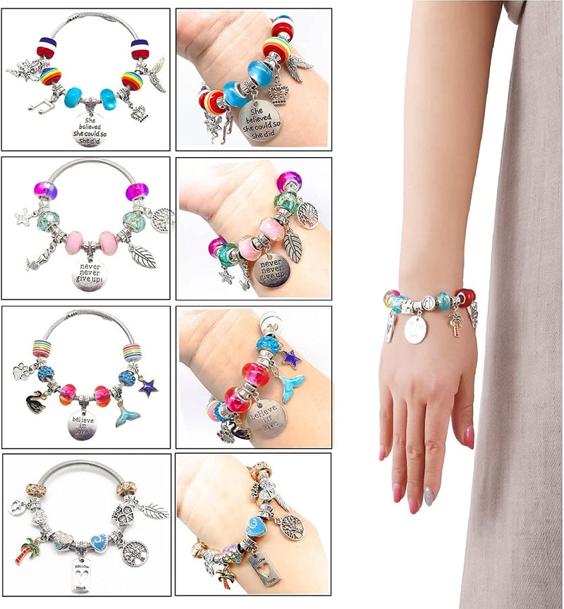Jubilant Charm Bracelet Making Kit, Jewelry Making Supplies Beads, Unicorn/Mermaid Crafts Gifts Set For Girls Teens Age 8-12 (Transparent) - Image 5
