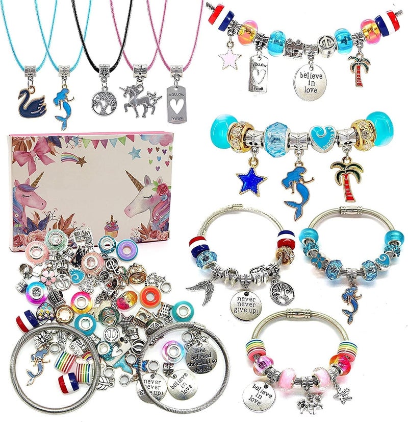 Jubilant Charm Bracelet Making Kit, Jewelry Making Supplies Beads, Unicorn/Mermaid Crafts Gifts Set For Girls Teens Age 8-12 (Transparent) - Image 1